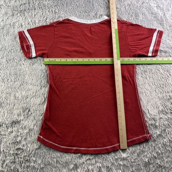 Detroit Red Wings Shirt Womens Small Red White NHL Hockey Retro Throwback Vneck - Picture 7 of 8